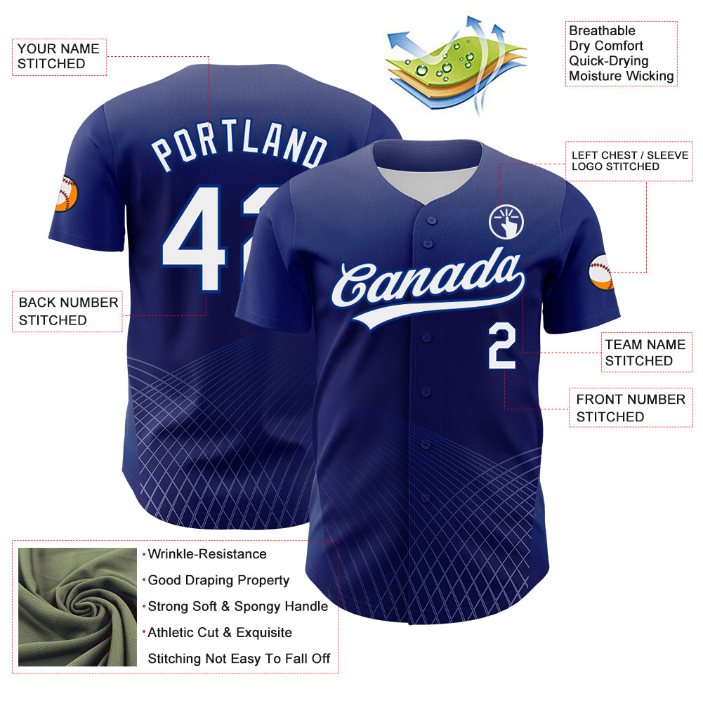 Custom Purple White-Royal 3D Pattern Design Crossed Lines Authentic Baseball Jersey