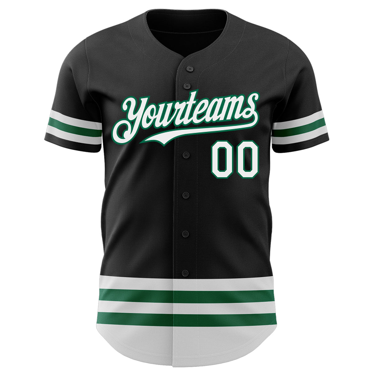 Custom Black White-Kelly Green Stripes Authentic Baseball Jersey Free ...