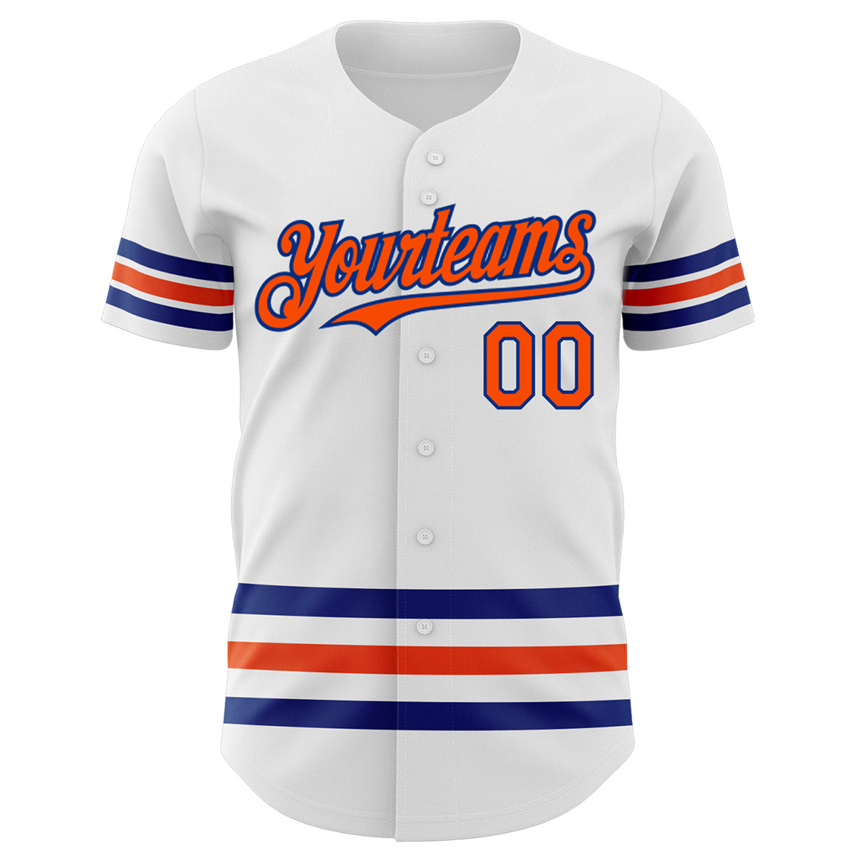 Custom White OrangeRoyal Stripes Authentic Baseball Jersey Free