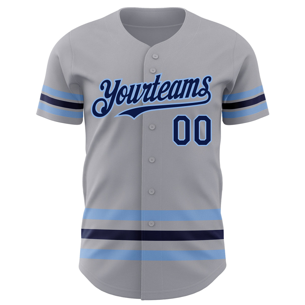 Custom Gray Navy-Light Blue Stripes Authentic Baseball Jersey Free ...