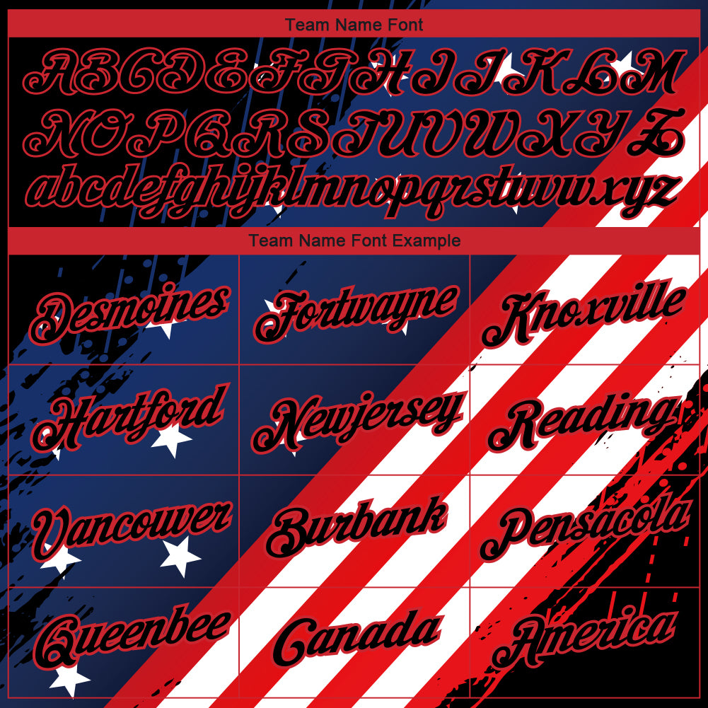 Custom Black Red-Royal 3D American Flag Patriotic Performance T-Shirt