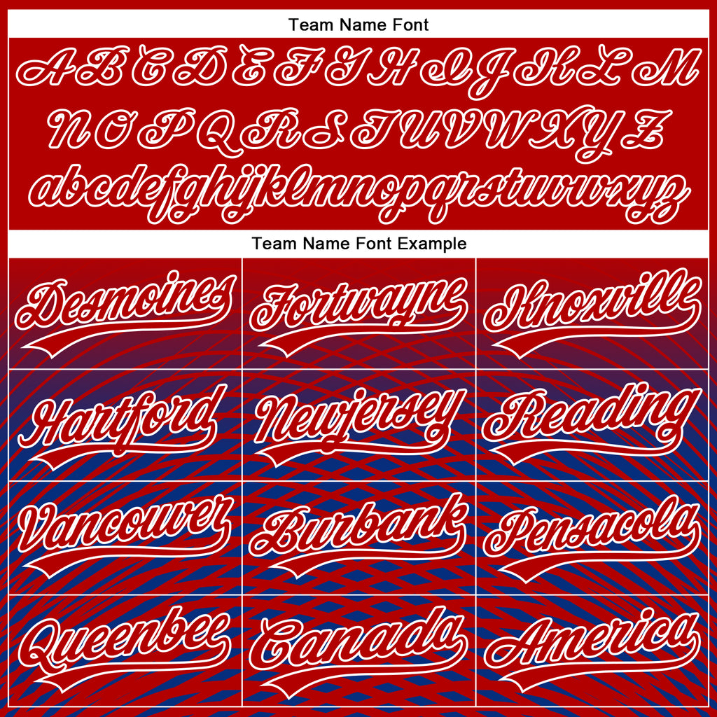 Custom Red Royal-White 3D Pattern Design Gradient Lines Authentic Baseball Jersey
