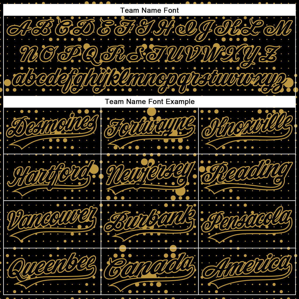 Custom Black Old Gold 3D Pattern Design Geometric Halftone Dots Authentic Baseball Jersey