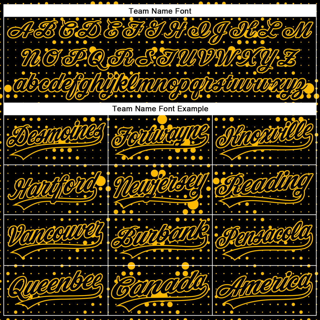 Custom Black Gold 3D Pattern Design Geometric Halftone Dots Authentic Baseball Jersey