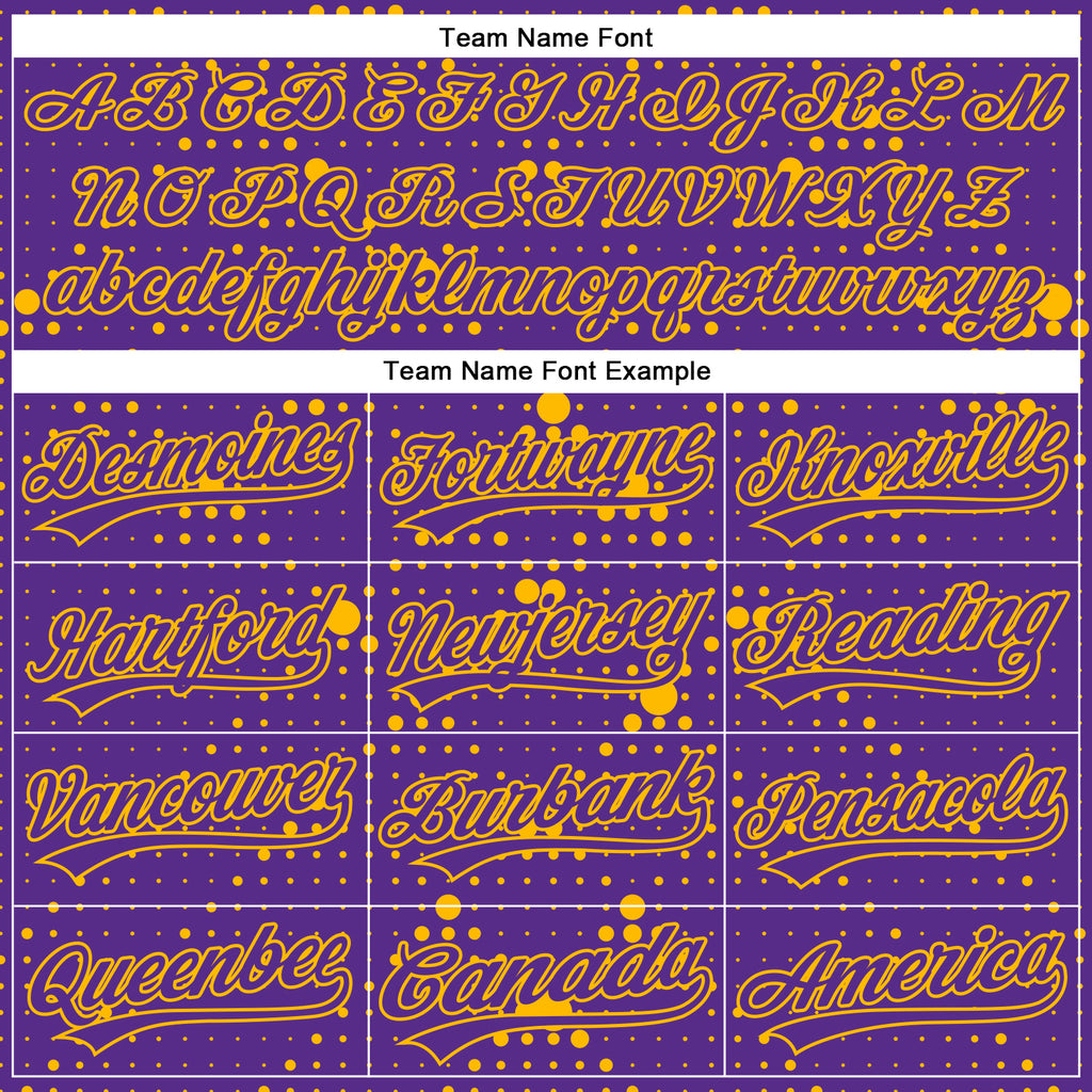 Custom Purple Gold 3D Pattern Design Geometric Halftone Dots Authentic Baseball Jersey