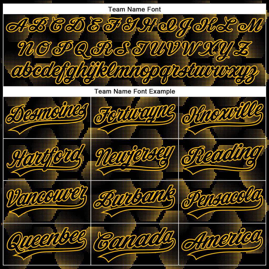 Custom Black Gold 3D Pattern Design Halftone Geometric Shapes Authentic Baseball Jersey