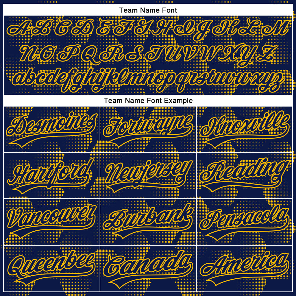 Custom Navy Gold 3D Pattern Design Halftone Geometric Shapes Authentic Baseball Jersey