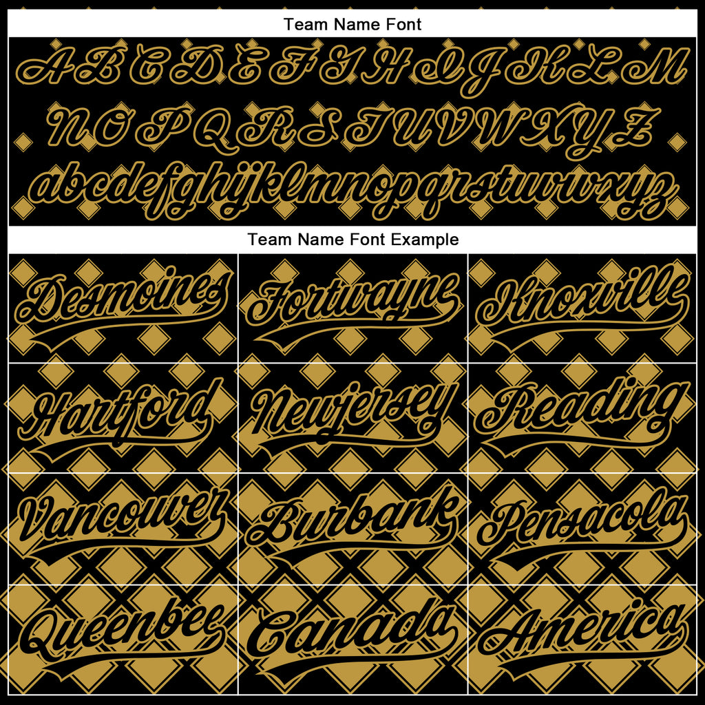 Custom Black Old Gold 3D Pattern Design Geometric Shapes Authentic Baseball Jersey