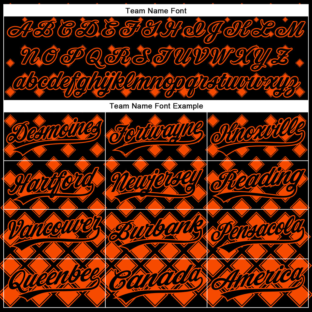 Custom Black Orange 3D Pattern Design Geometric Shapes Authentic Baseball Jersey