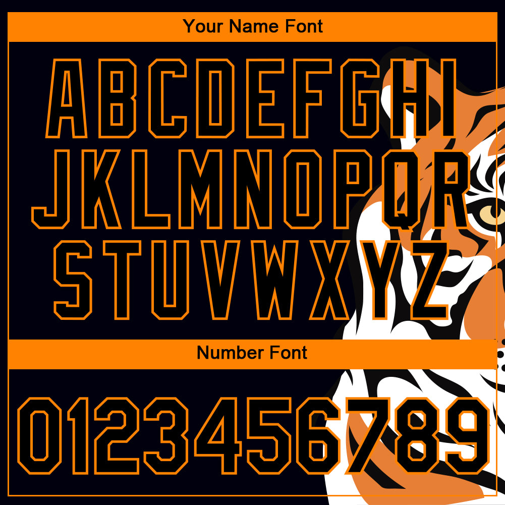 Custom Black Bay Orange 3D Pattern Design Tiger Performance T-Shirt