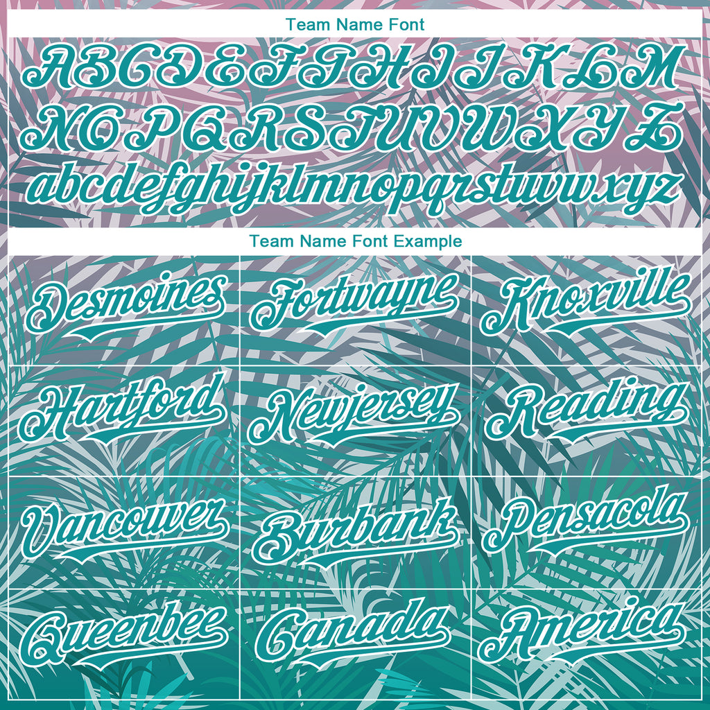 Custom Teal White 3D Pattern Design Tropical Hawaii Palm Leaves Authentic Baseball Jersey