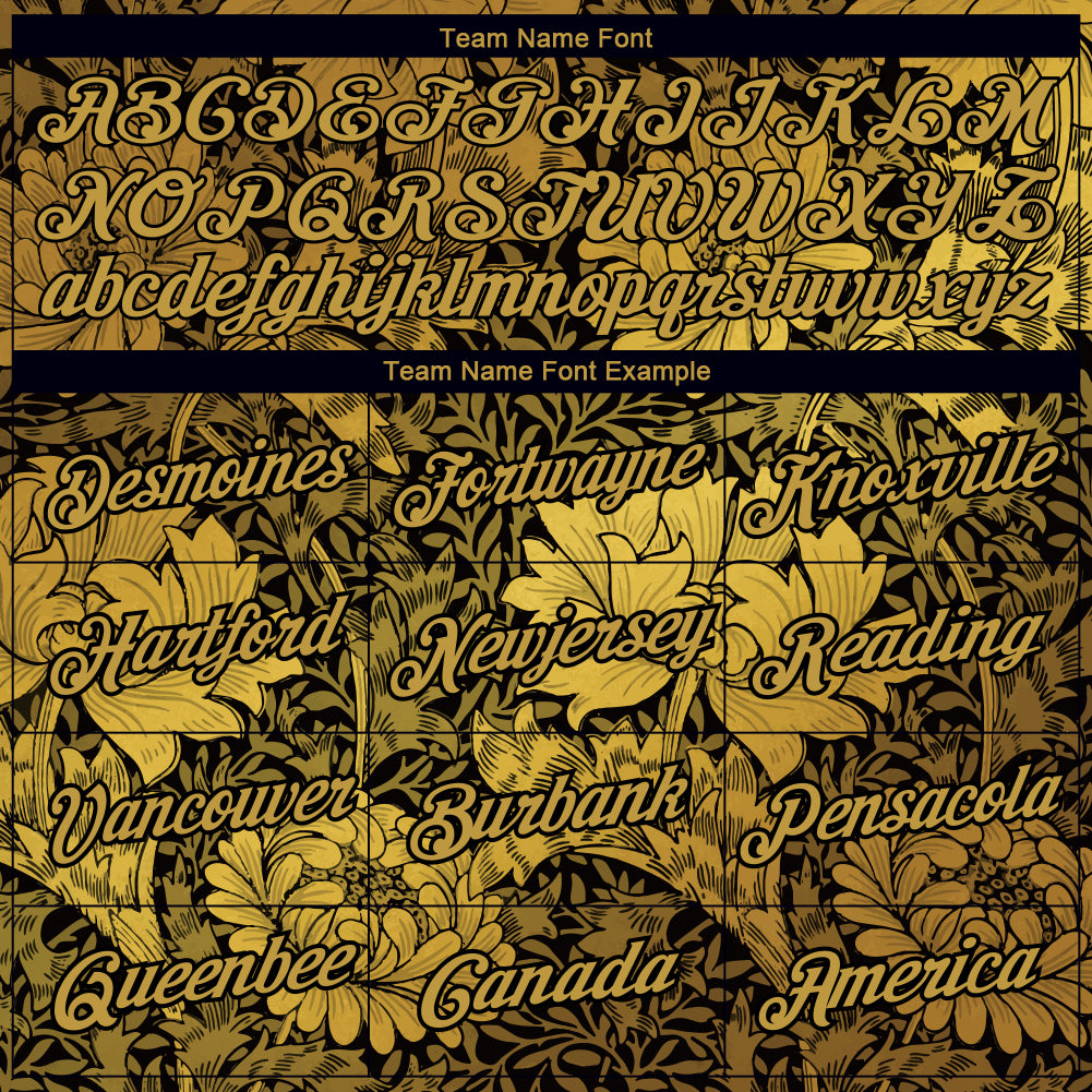 Custom Old Gold Black 3D Pattern Floral Design Performance T-Shirt