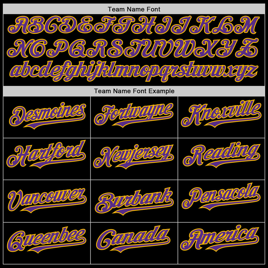 Custom Black Purple-Gold 3D Pattern Design Gradient Style Twinkle Star Authentic Baseball Jersey