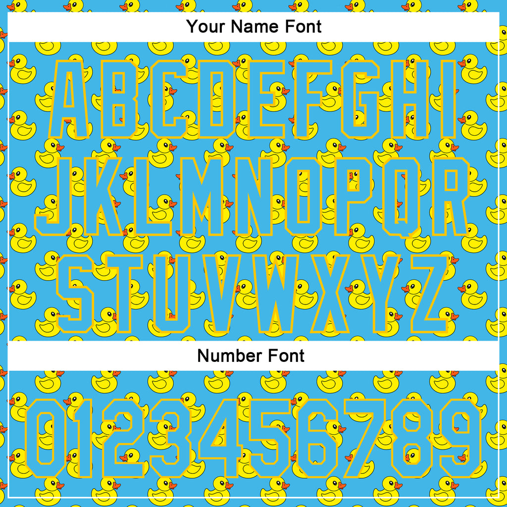 Custom Sky Blue Yellow 3D Pattern Design Animal Duck Authentic Baseball Jersey