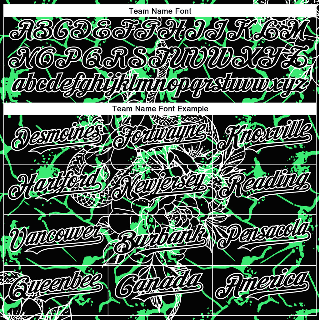 Custom Black Neon Green-White 3D Pattern Design Animal Snake Authentic Baseball Jersey
