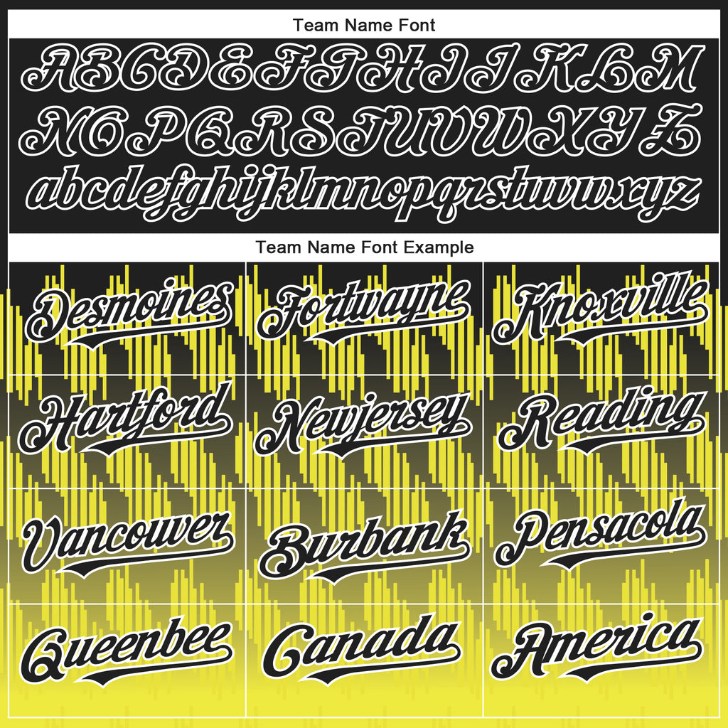Custom Black Light Yellow-White 3D Pattern Design Lines Authentic Baseball Jersey