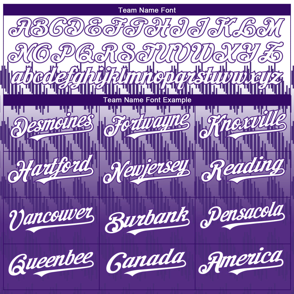 Custom White Purple 3D Pattern Design Lines Authentic Baseball Jersey