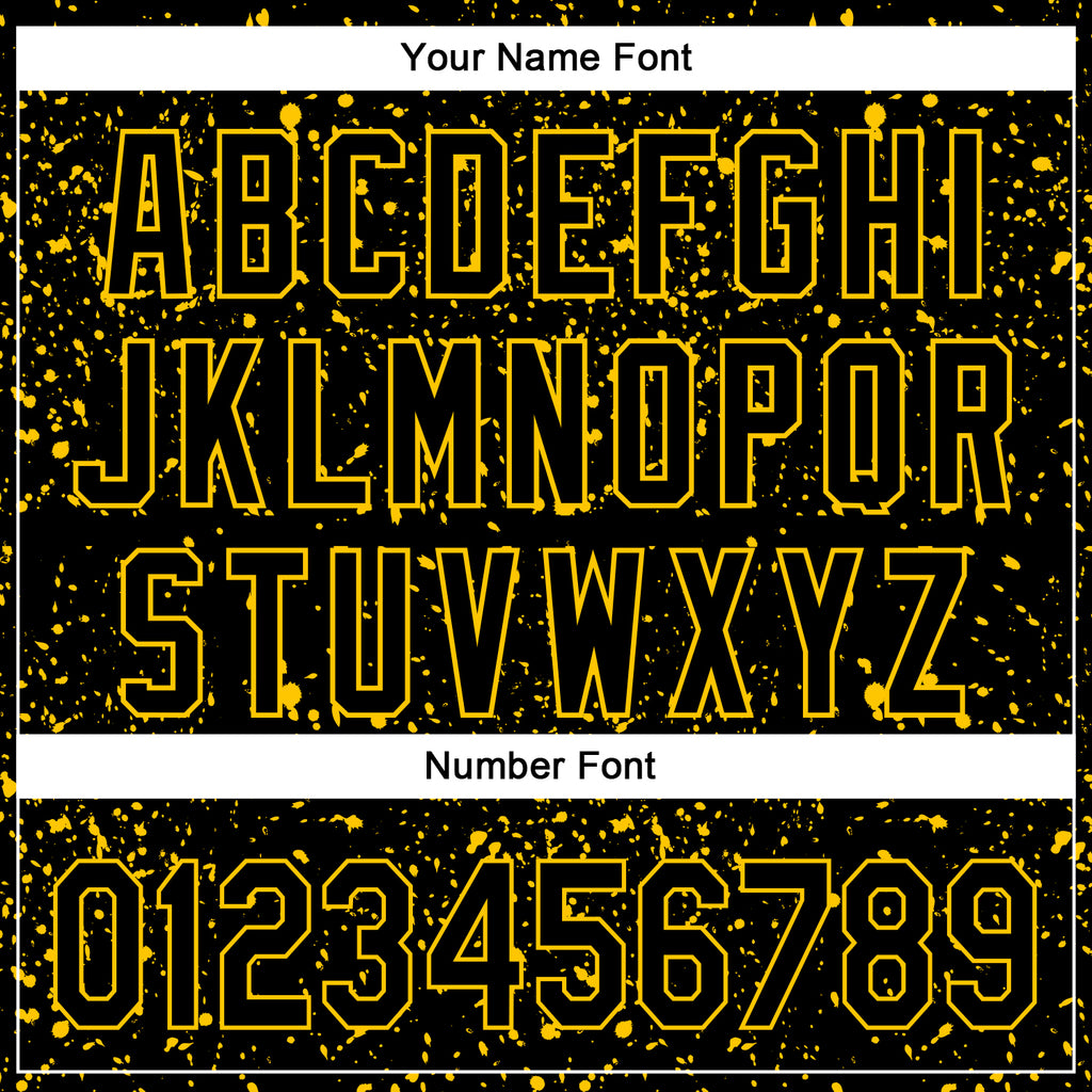 Custom Black Yellow 3D Pattern Design Abstract Splatter Ink Authentic Baseball Jersey