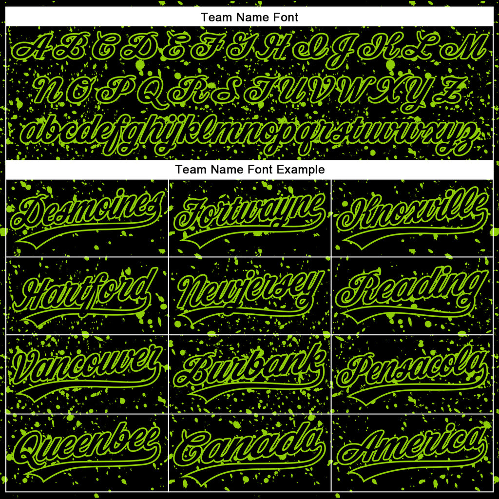 Custom Black Neon Green 3D Pattern Design Abstract Splatter Ink Authentic Baseball Jersey