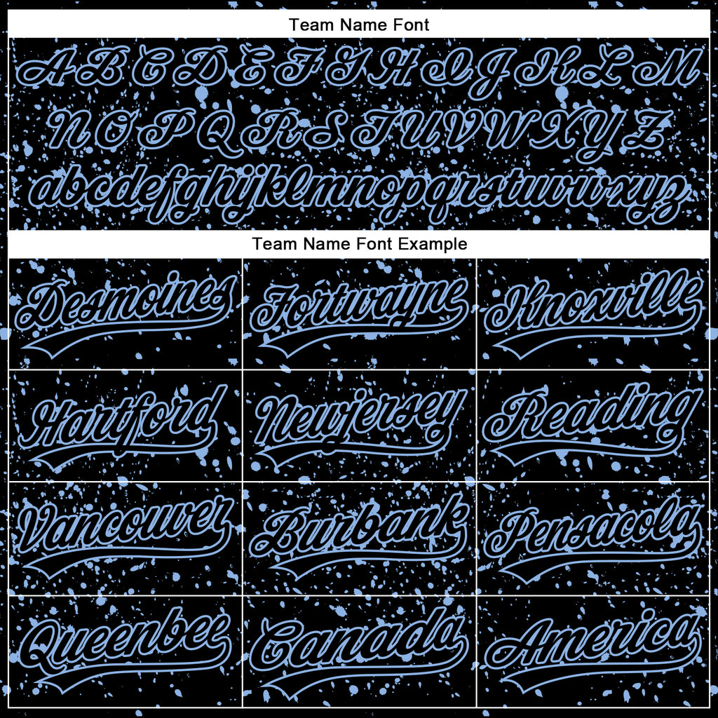 Custom Black Light Blue 3D Pattern Design Abstract Splatter Ink Authentic Baseball Jersey