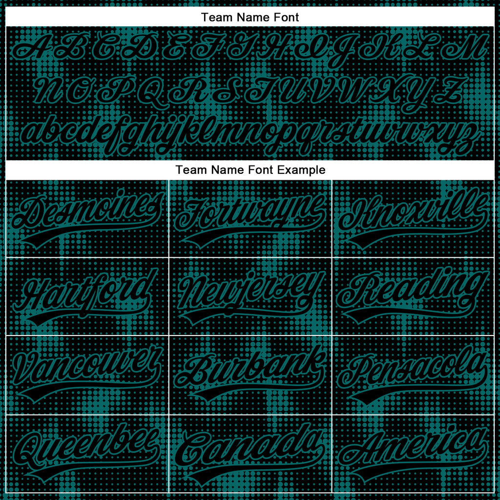 Custom Black Teal 3D Pattern Design Halftone Dots Authentic Baseball Jersey