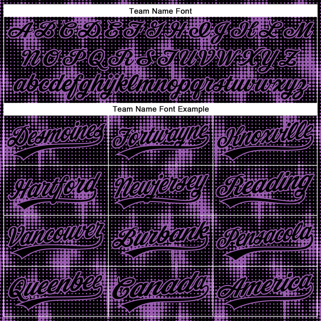 Custom Black Medium Purple 3D Pattern Design Halftone Dots Authentic Baseball Jersey
