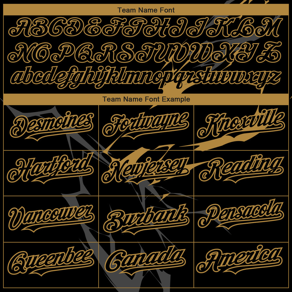 Custom Black Old Gold 3D Pattern Design Lightning Authentic Baseball Jersey
