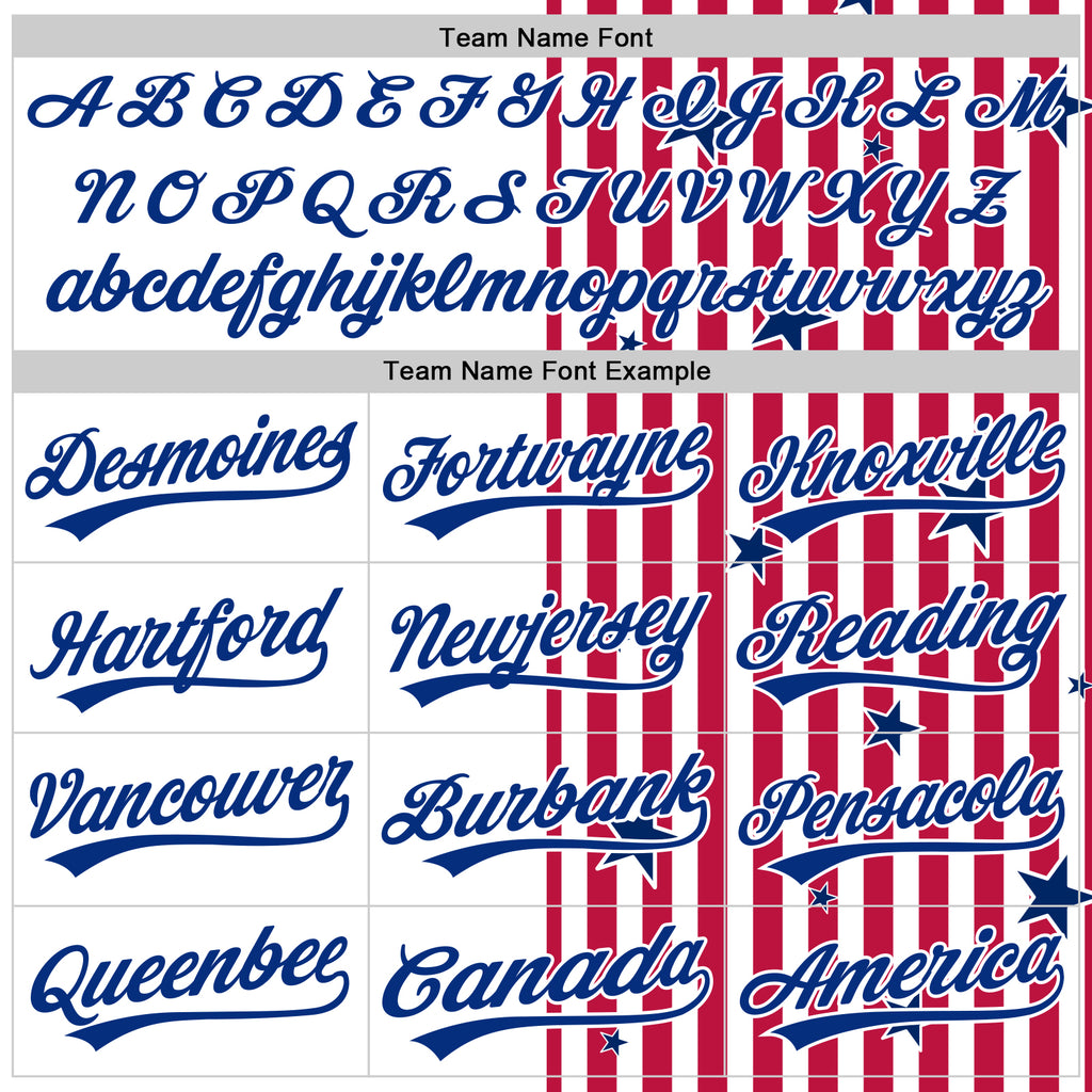 Custom White Royal Red-US Navy Blue 3D American Flag Stars Authentic Baseball Jersey