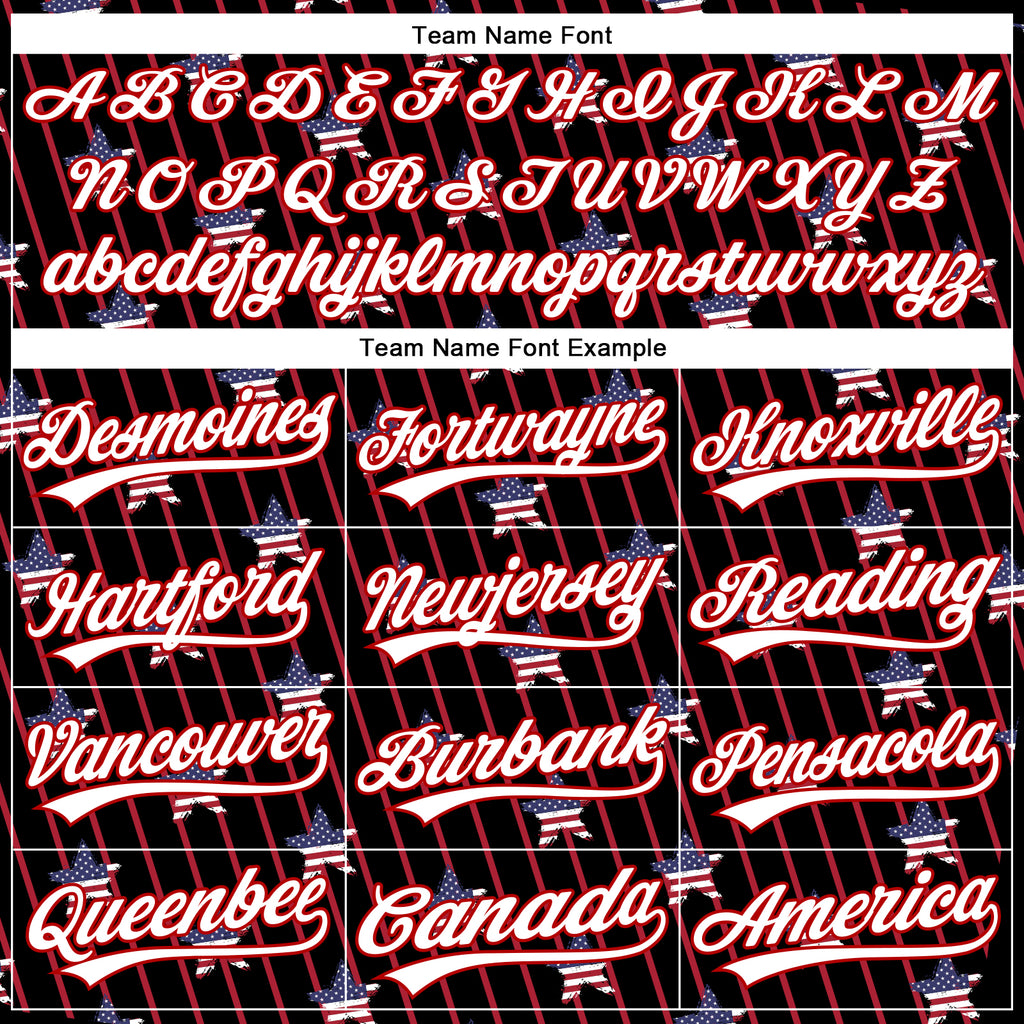 Custom Black White-Red 3D American Spirit American Flag And Stars Authentic Baseball Jersey