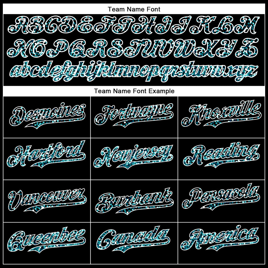 Custom Black Teal-White 3D Pattern Design Abstract Colorful Glittering Dot Authentic Baseball Jersey