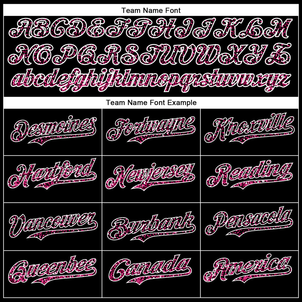 Custom Black Pink-White 3D Pattern Design Abstract Colorful Glittering Dot Authentic Baseball Jersey