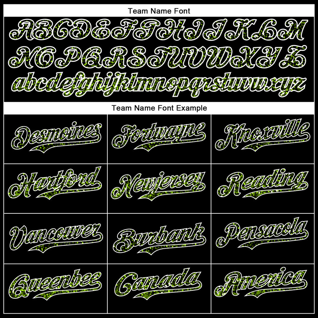 Custom Black Neon Green-White 3D Pattern Design Abstract Colorful Glittering Dot Authentic Baseball Jersey