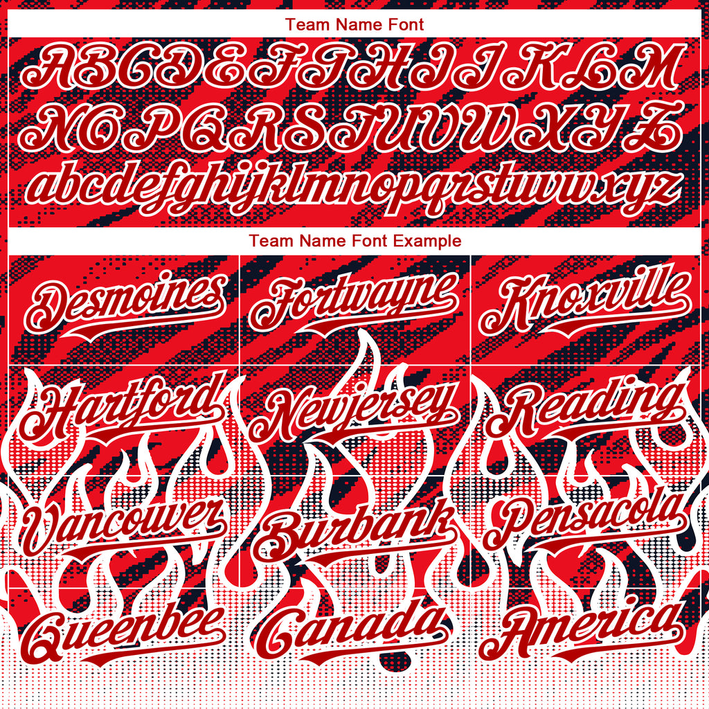 Custom Red Black-White 3D Pattern Design Flame Authentic Baseball Jersey