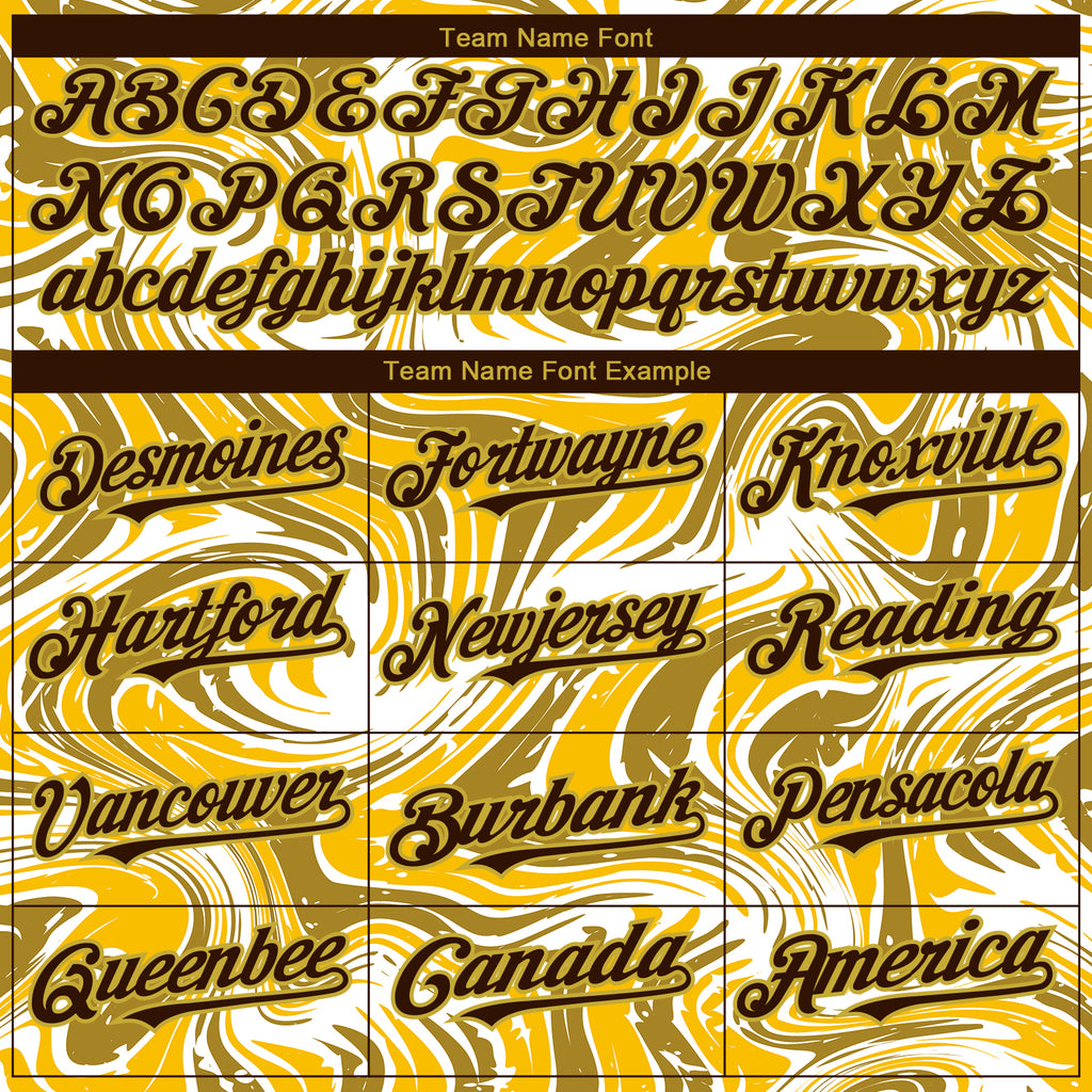 Custom Yellow Brown-Old Gold 3D Pattern Design Abstract Fluid Authentic Baseball Jersey