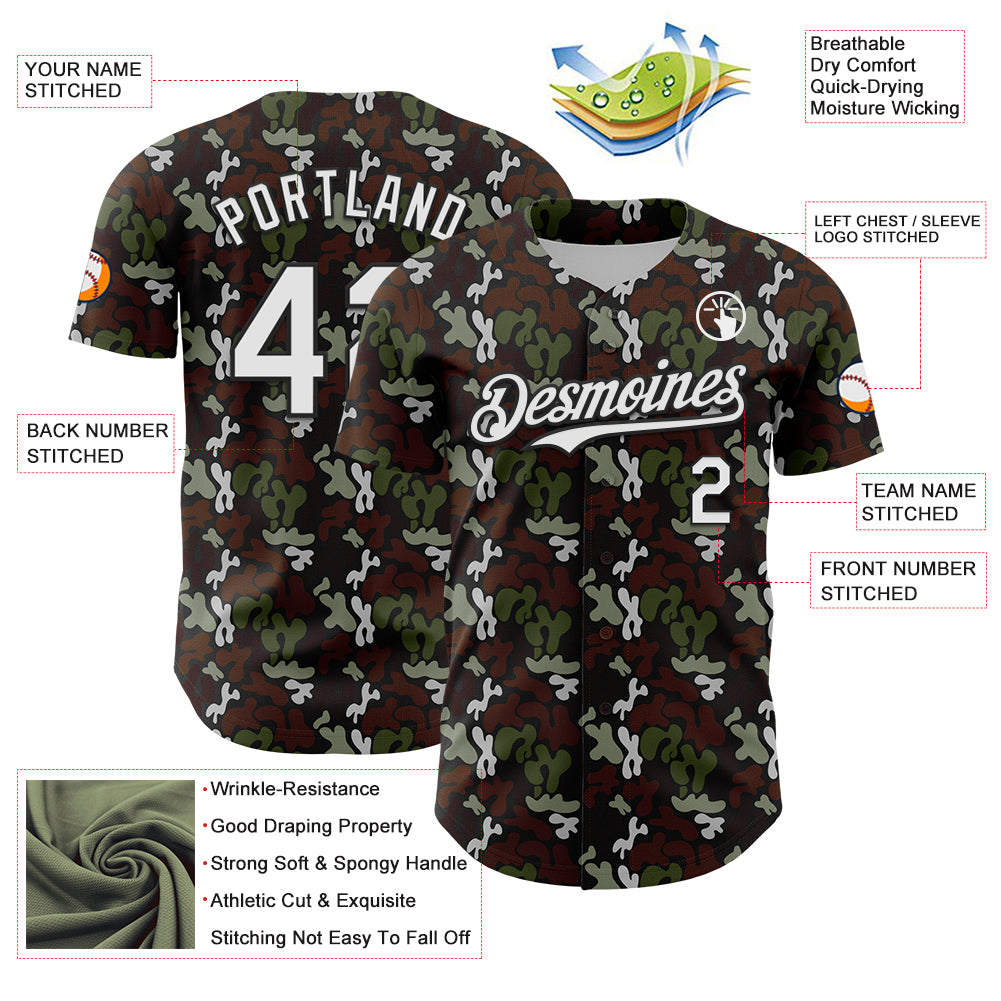 Custom Black White 3D Pattern Design Abstract Spots Authentic Baseball Jersey