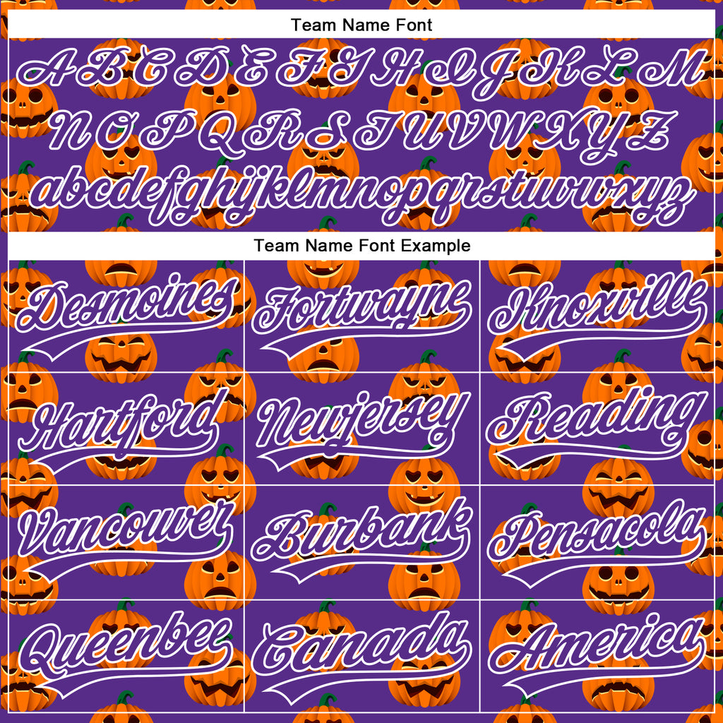 Custom Purple White 3D Halloween Authentic Baseball Jersey