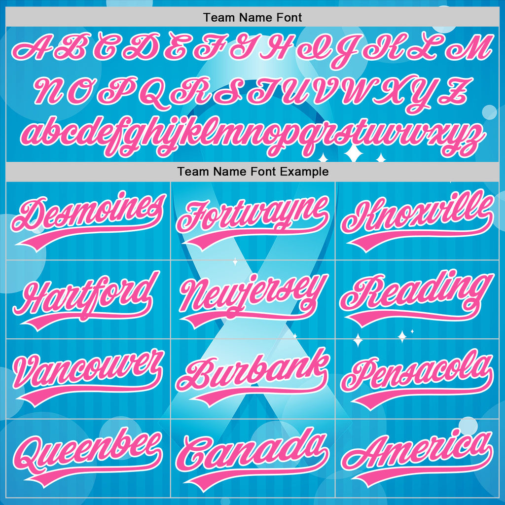 Custom Sky Blue Pink-White 3D Prostate Cancer Ribbon Authentic Baseball Jersey