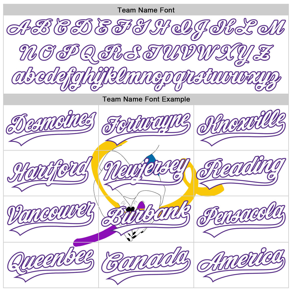 Custom White Purple Thunder Blue-Yellow 3D Bladder Cancer Ribbon Authentic Baseball Jersey