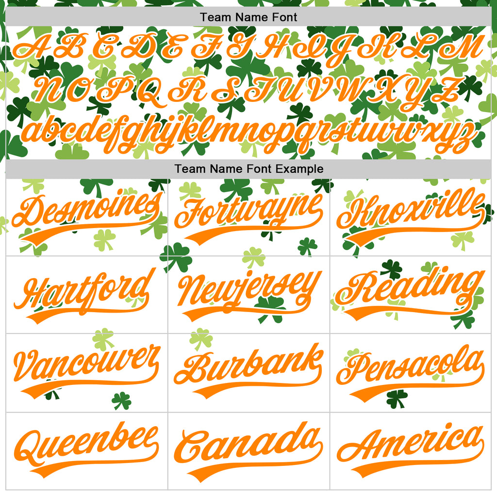 Custom White Bay Orange-Green 3D St. Patrick's Day Shamrock Authentic Baseball Jersey