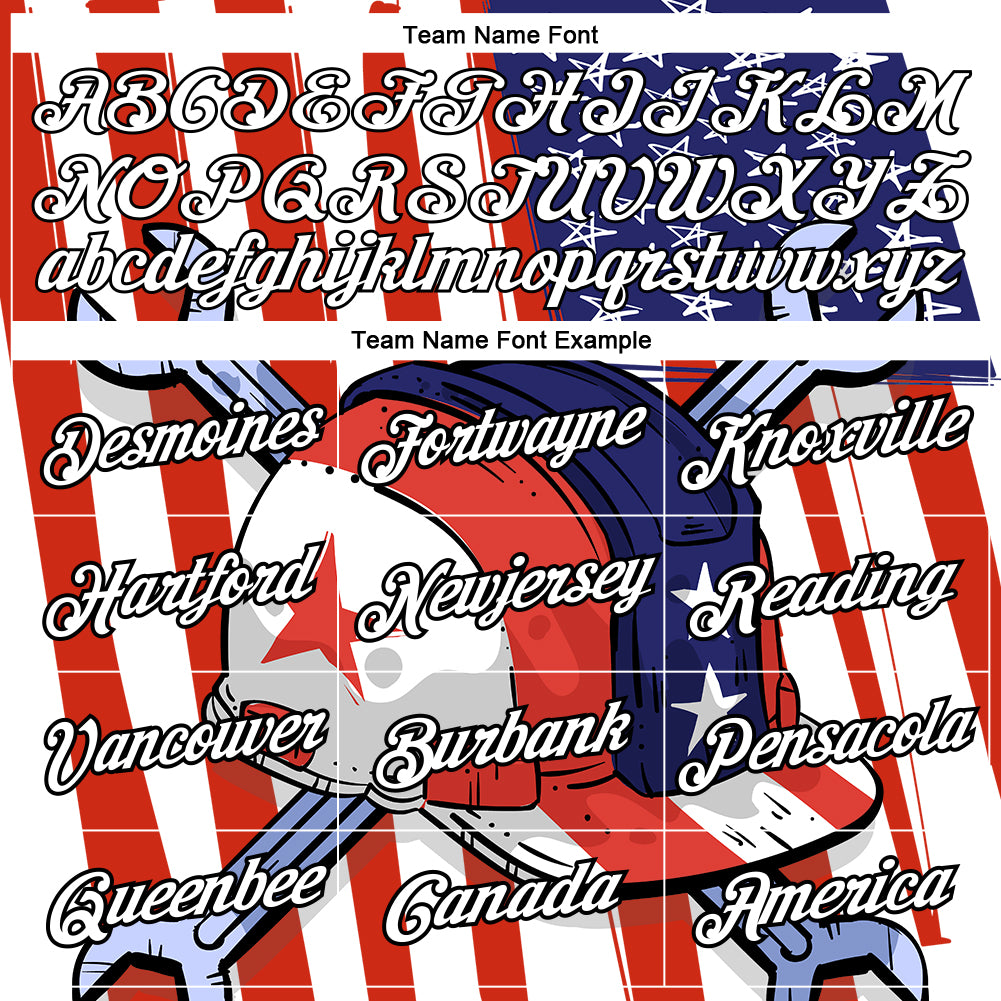 Custom Red Blue-Black 3D Pattern Design American Flag Tool Wrench Labor Day Performance T-Shirt