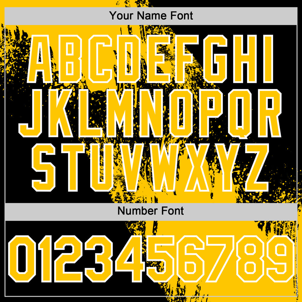 Custom Yellow Black-White 3D Pattern Design Abstract Brush Stroke Authentic Baseball Jersey