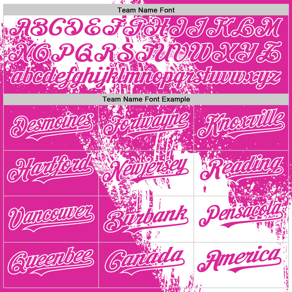 Custom White Deep Pink 3D Pattern Design Abstract Brush Stroke Authentic Baseball Jersey
