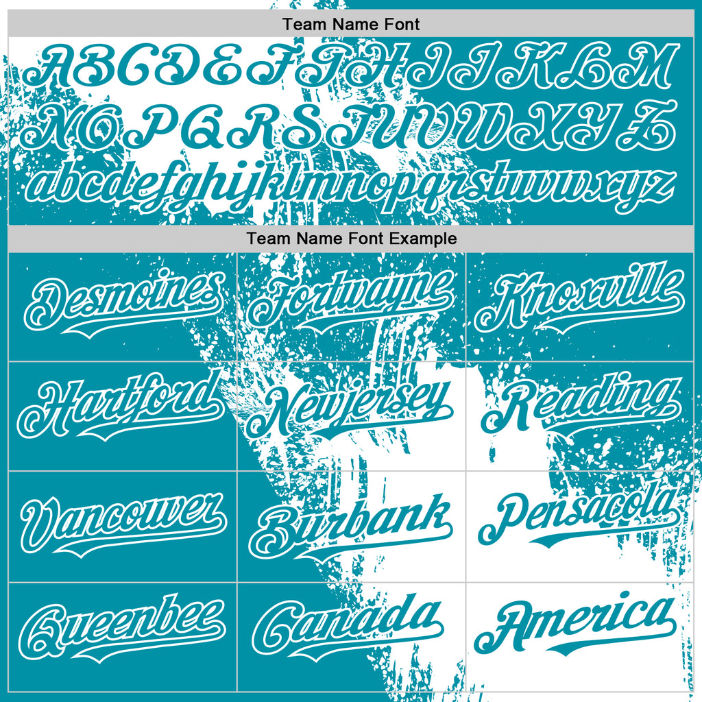 Custom White Teal 3D Pattern Design Abstract Brush Stroke Authentic Baseball Jersey