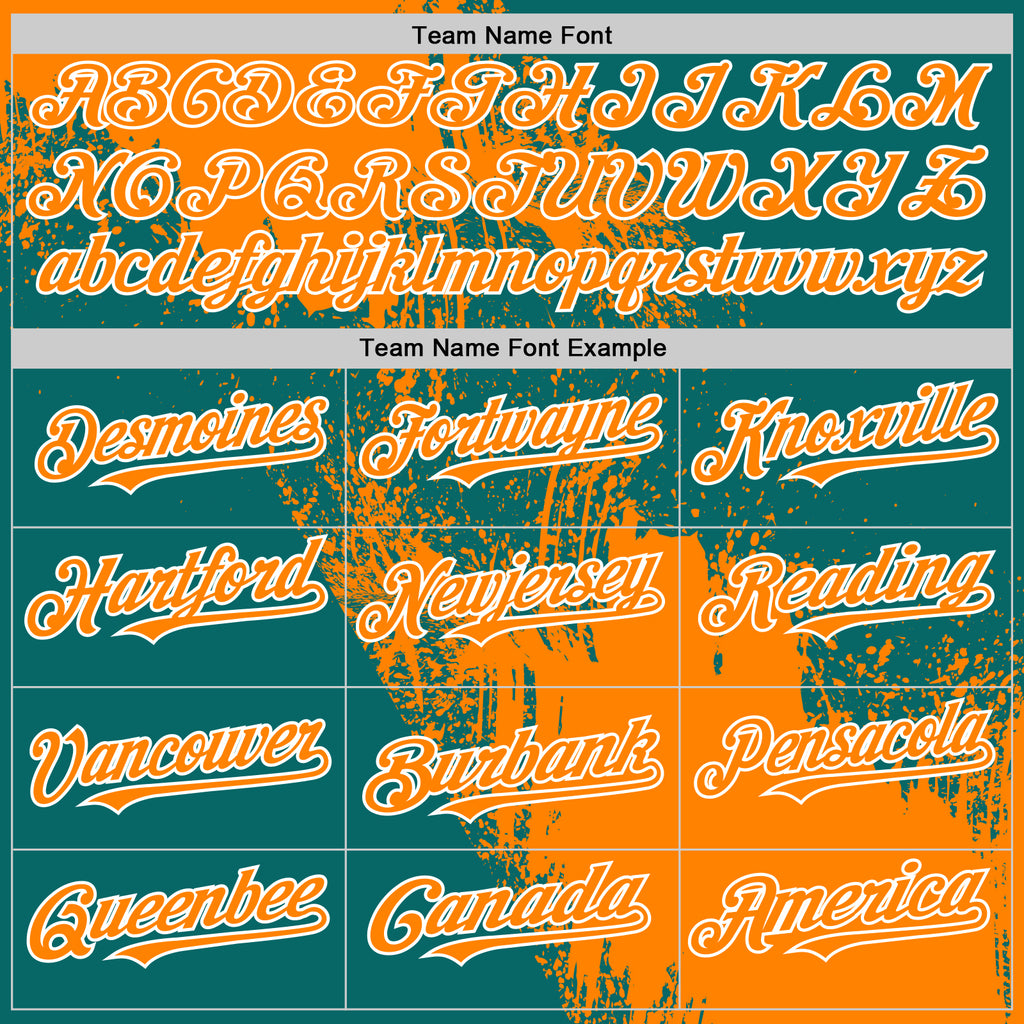 Custom Bay Orange Teal-White 3D Pattern Design Abstract Brush Stroke Authentic Baseball Jersey