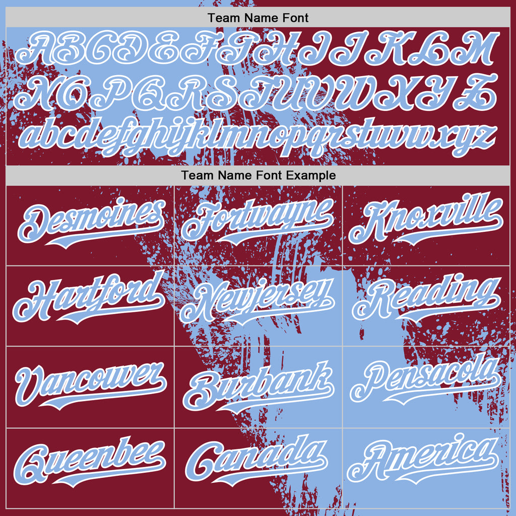 Custom Light Blue Crimson-White 3D Pattern Design Abstract Brush Stroke Authentic Baseball Jersey