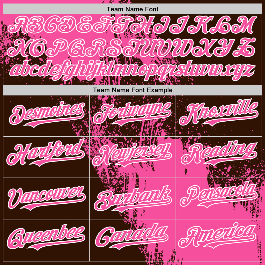 Custom Pink Brown-White 3D Pattern Design Abstract Brush Stroke Authentic Baseball Jersey