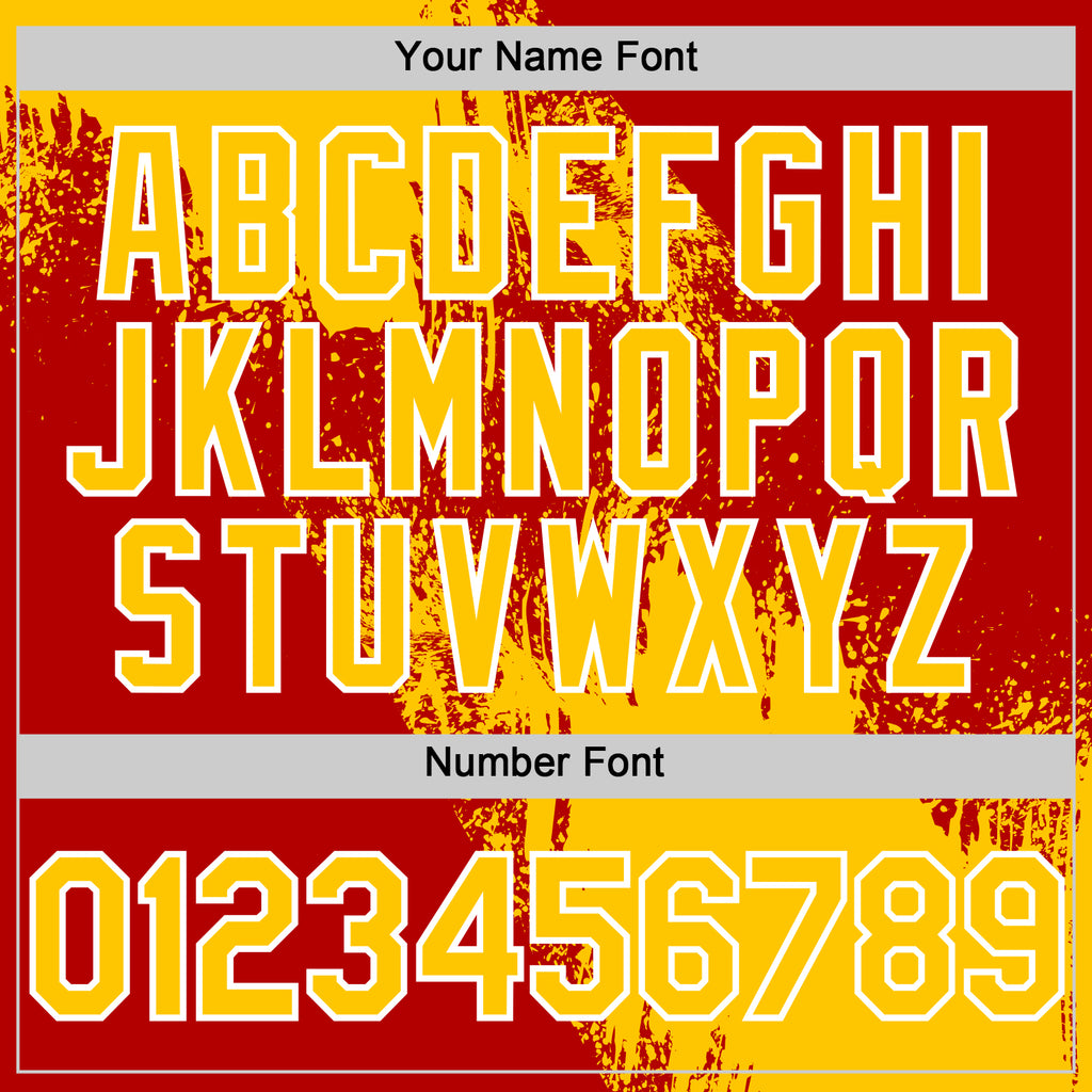 Custom Yellow Red-White 3D Pattern Design Abstract Brush Stroke Authentic Baseball Jersey