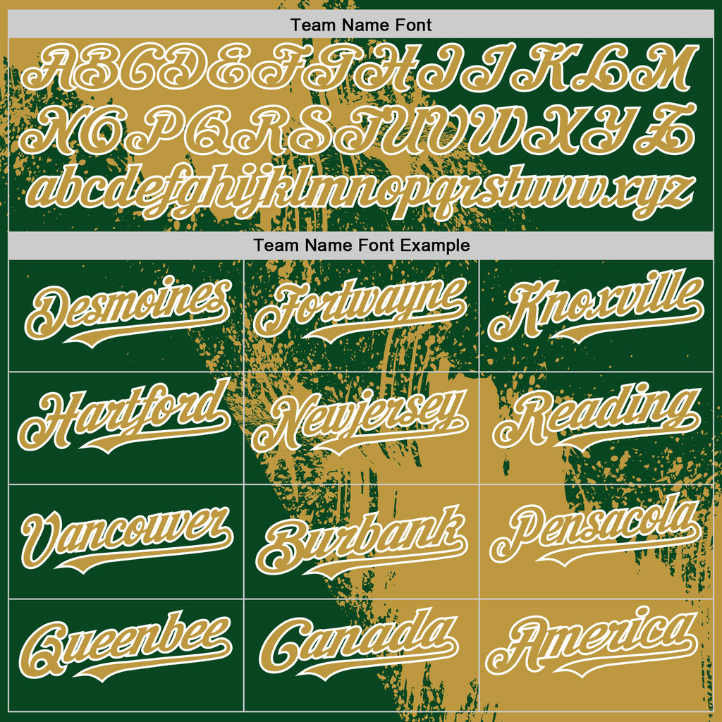 Custom Old Gold Green-White 3D Pattern Design Abstract Brush Stroke Authentic Baseball Jersey