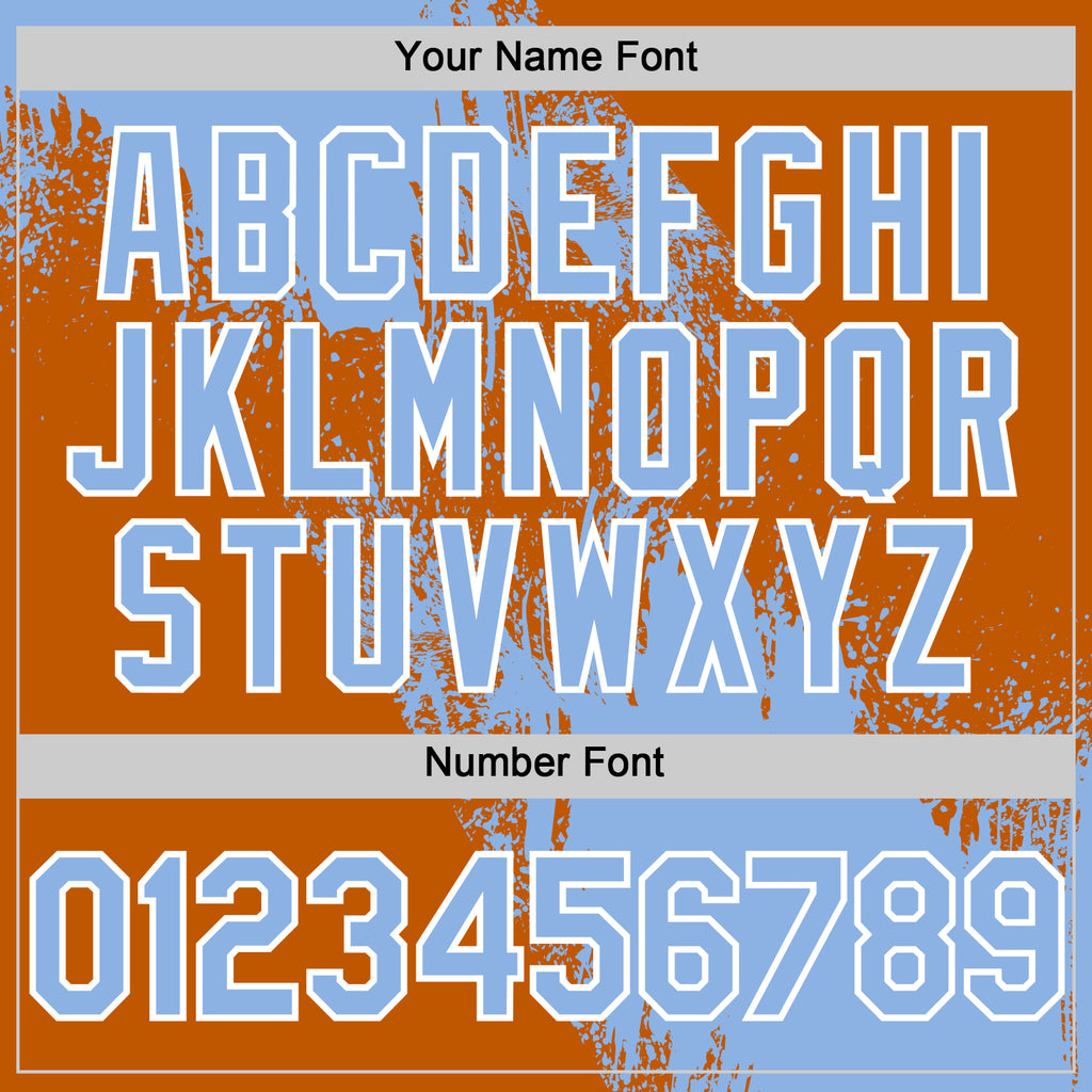 Custom Light Blue Texas Orange-White 3D Pattern Design Abstract Brush Stroke Authentic Baseball Jersey