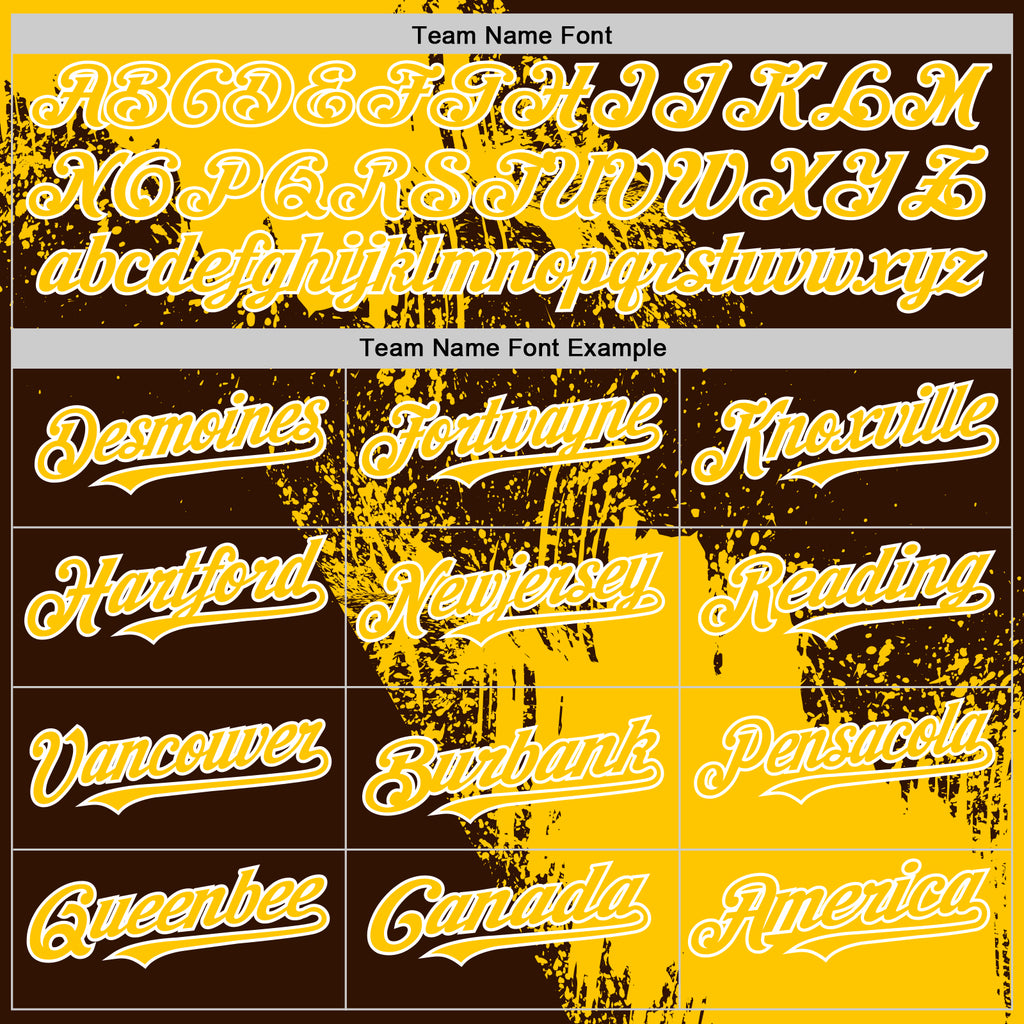 Custom Yellow Brown-White 3D Pattern Design Abstract Brush Stroke Authentic Baseball Jersey